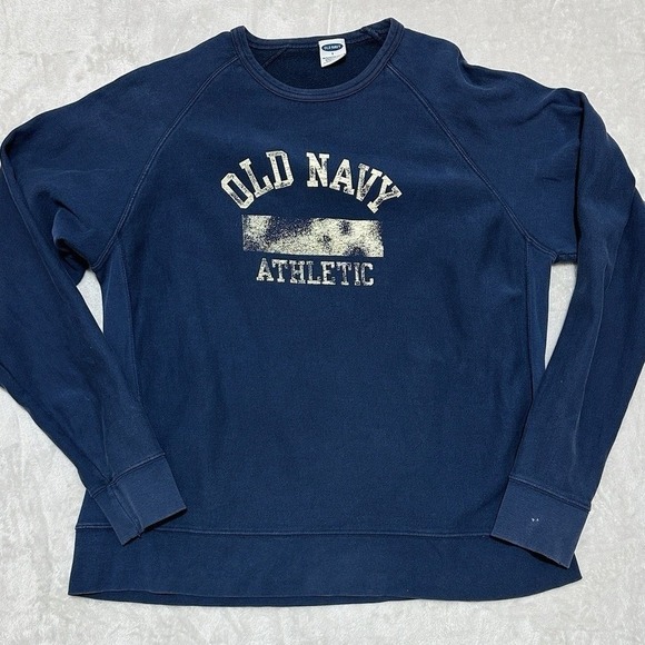Old Navy Other - Y2K Old Navy Sweatshirt Athletic Graphic Raglan Mens Large Blue Heavy Weight